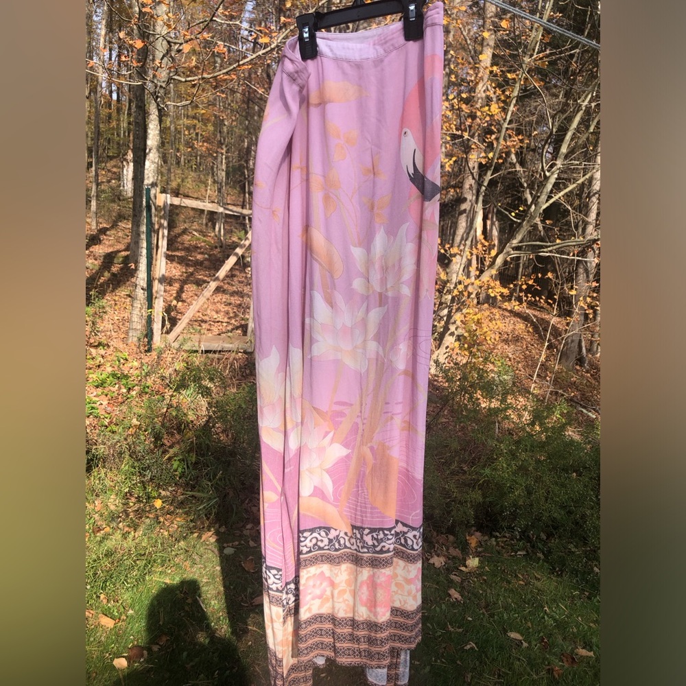 Floral Pink flamingo spell maxi skirt